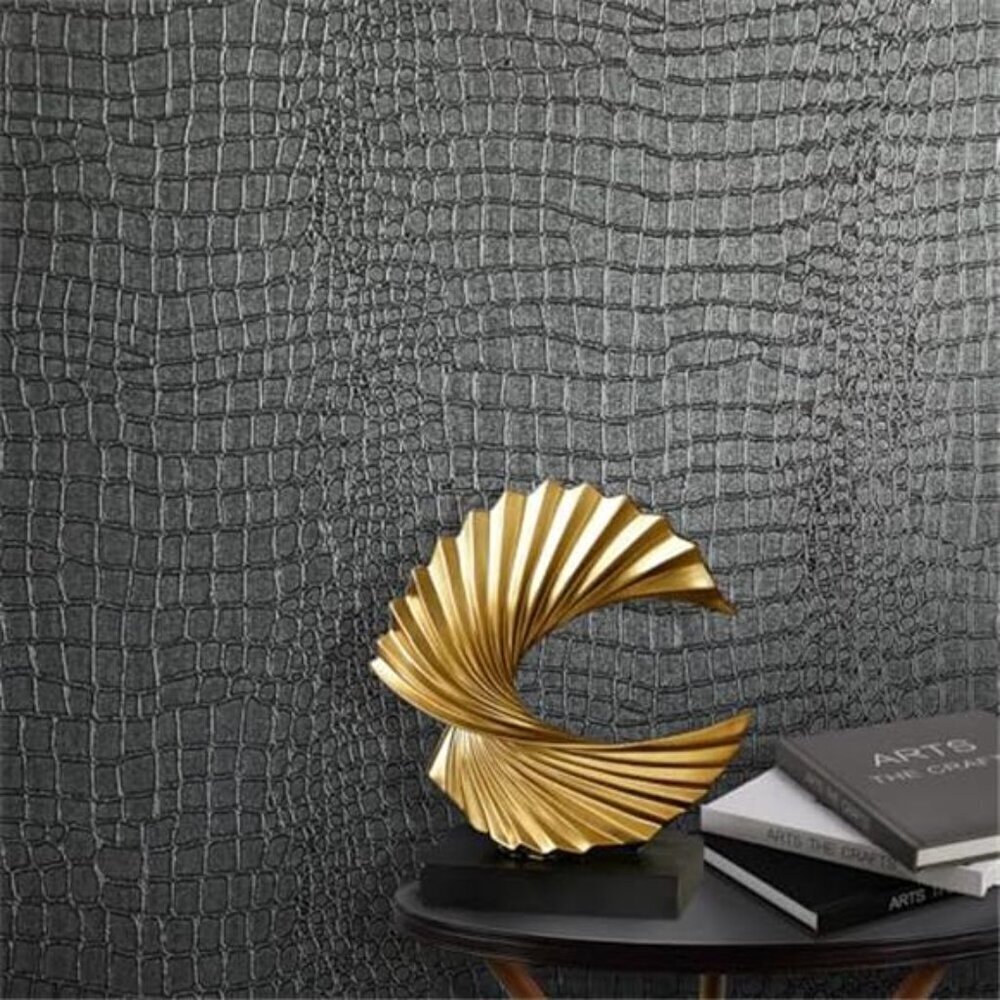 Removable Crocodile Wallpaper Black 17.3" x 118" Peel Stick